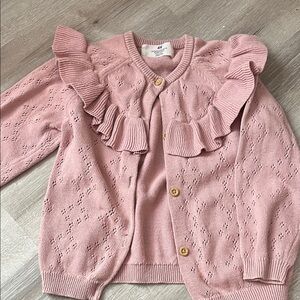 H&M Pink Ruffled Knit Cardigan
